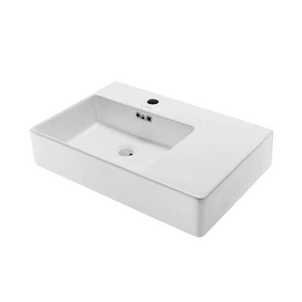 Swiss Madison St. Tropez® 16.5'' Glossy White Ceramic Rectangular Wall Mount Bathroom Sink With Overflow 